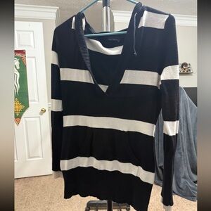 Black and White Striped Women's Sweater